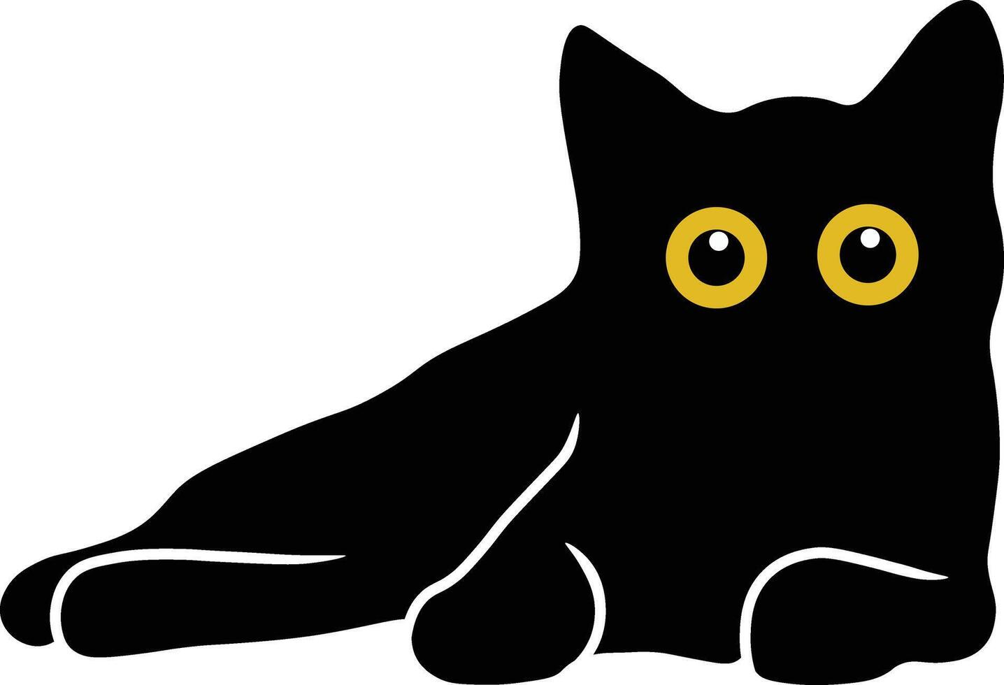 internacional gato día personaje con linda amarillo ojos. aislado negro silueta vector