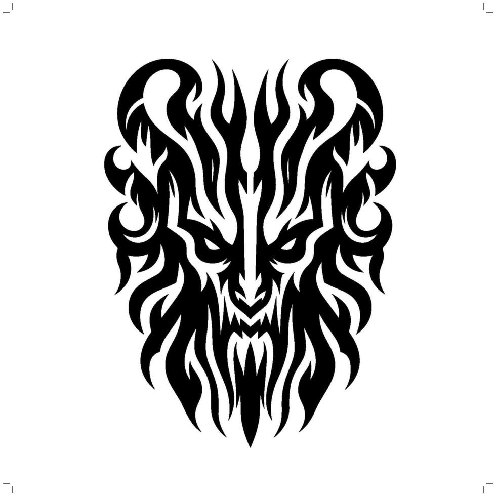 hades, deity mythology in modern tribal tattoo, abstract line art of deity, minimalist contour. vector