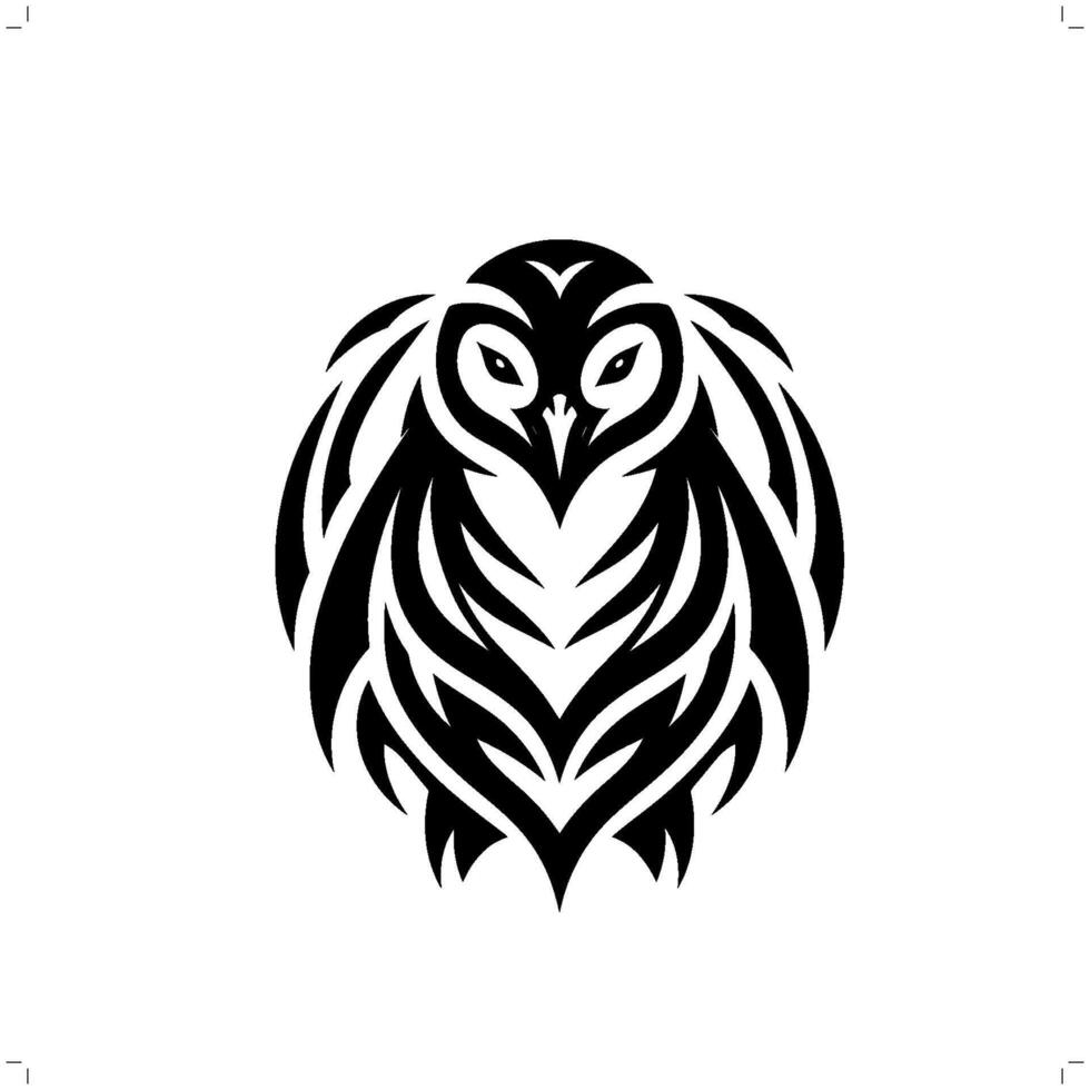 Penguin in modern tribal tattoo, abstract line art of animals, minimalist contour. vector