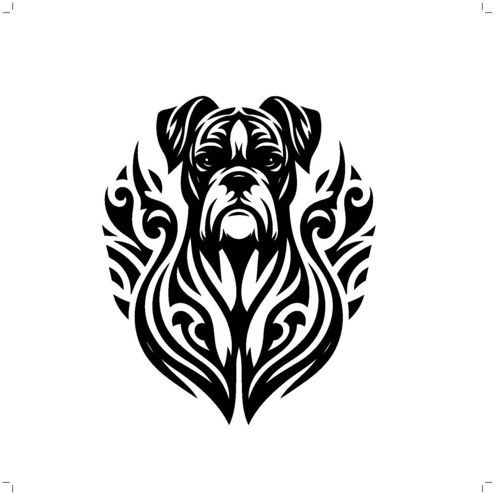 bozer dog in modern tribal tattoo, abstract line art of animals, minimalist contour. vector