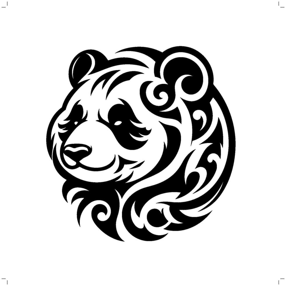 panda in modern tribal tattoo, abstract line art of animals, minimalist contour. vector