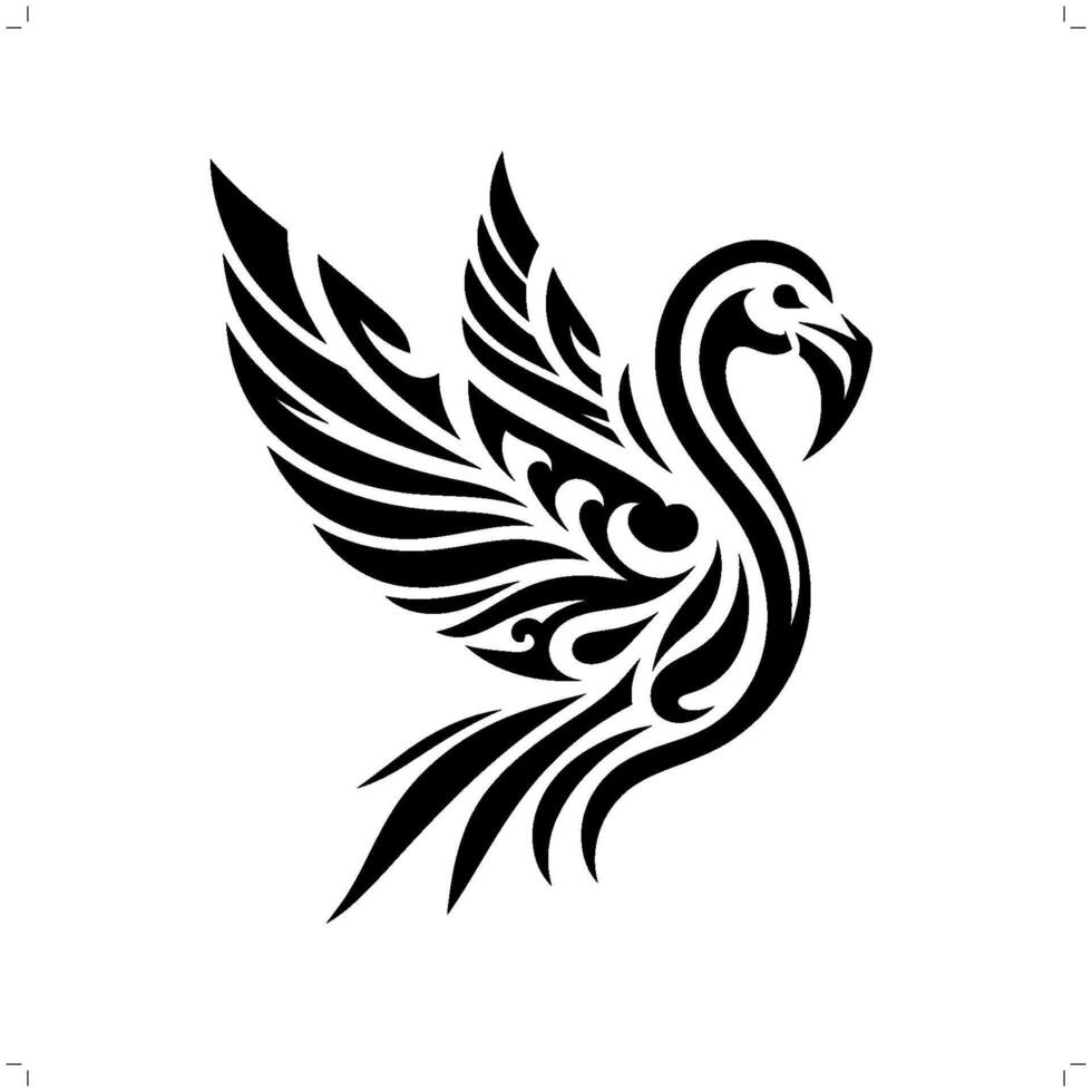 flamingo in modern tribal tattoo, abstract line art of animals, minimalist contour. vector