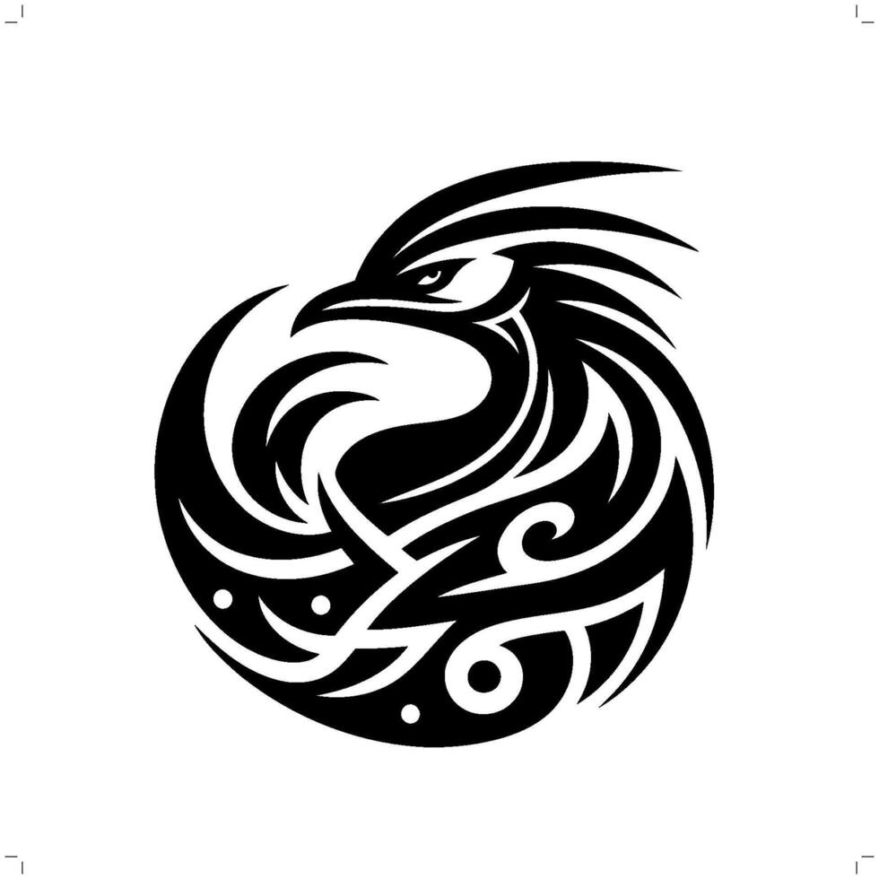 Cassowary in modern tribal tattoo, abstract line art of animals, minimalist contour. vector