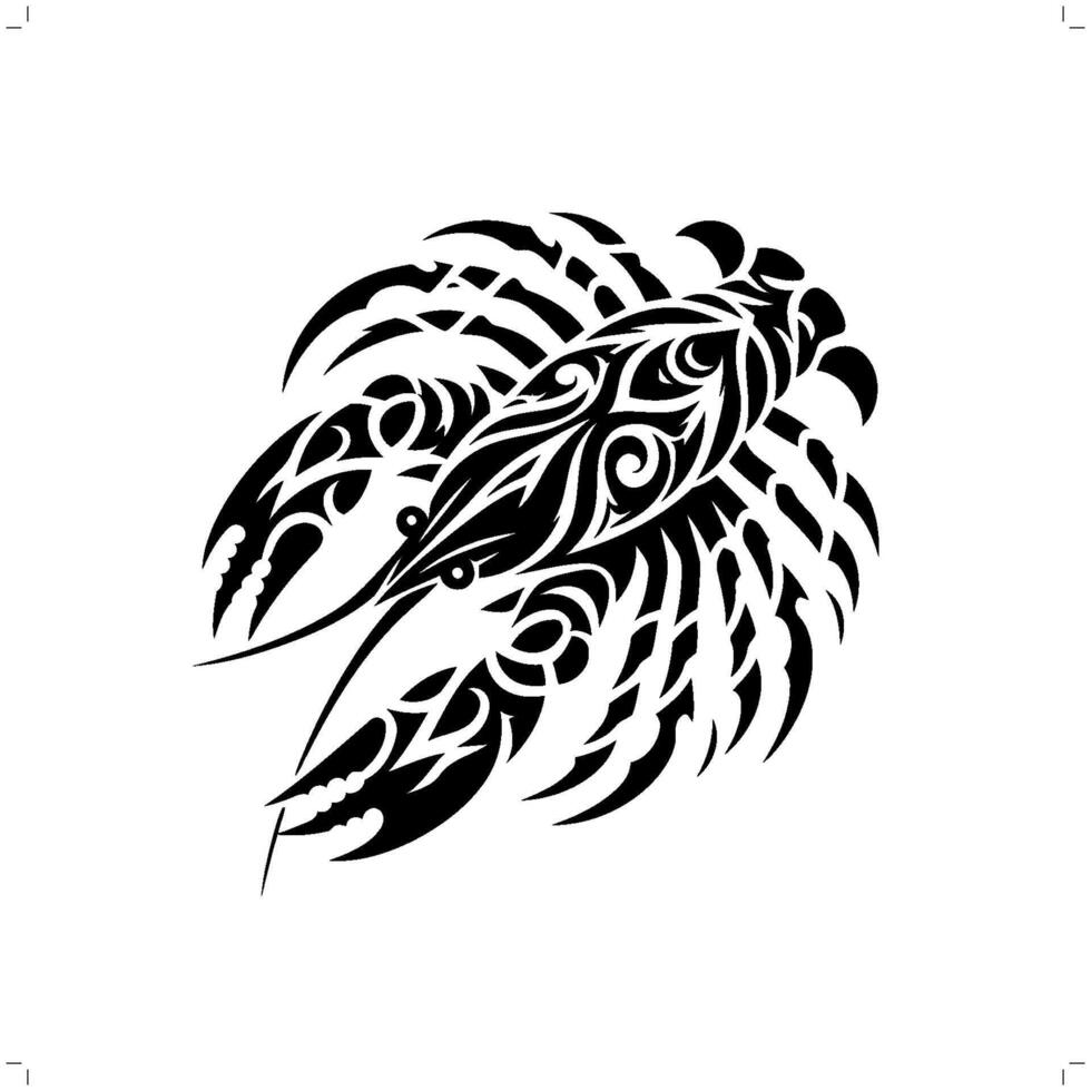 cangrejo de río en moderno tribal tatuaje, resumen línea Arte de animales, minimalista contorno. vector