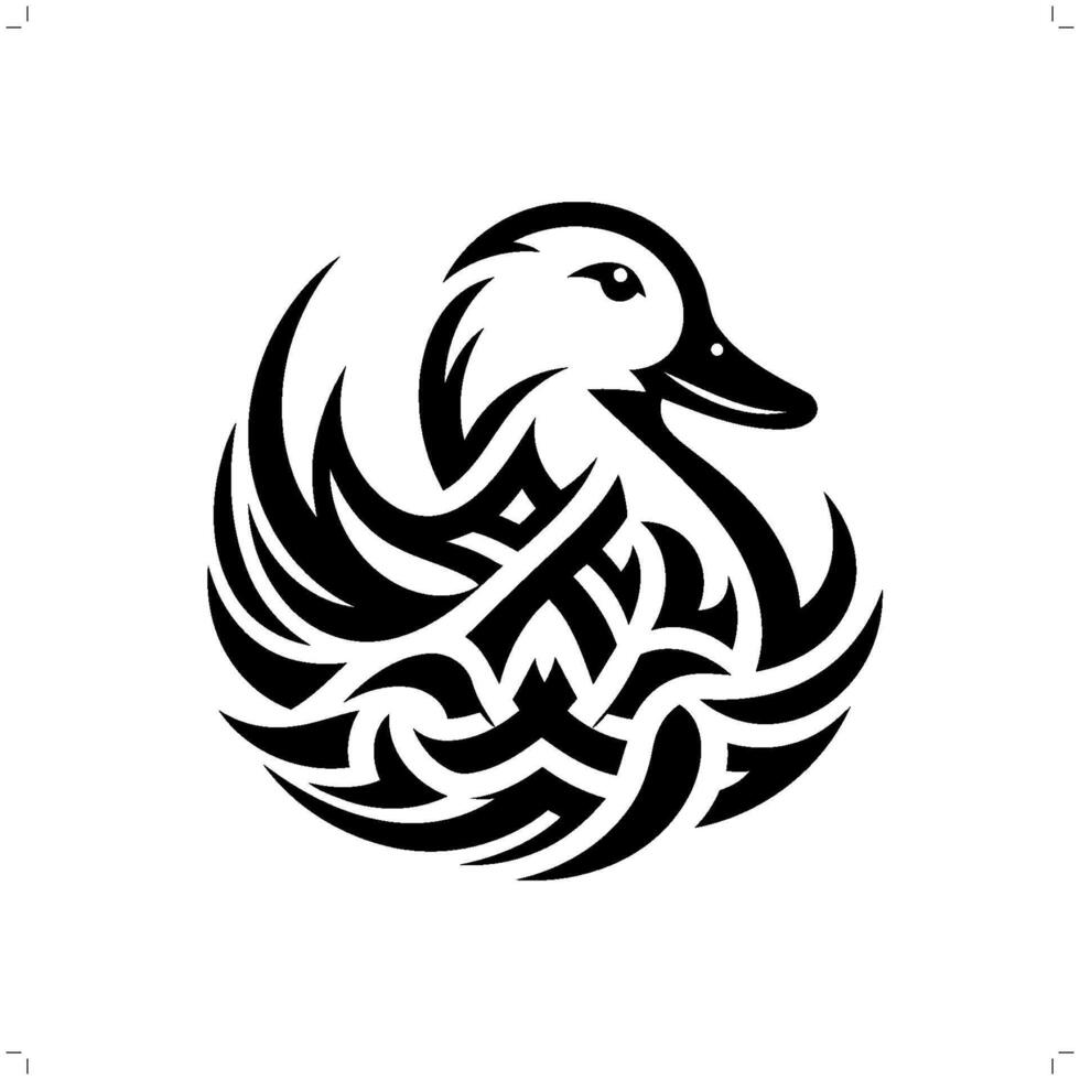 pato, ganso, cisne en moderno tribal tatuaje, resumen línea Arte de animales, minimalista contorno. vector