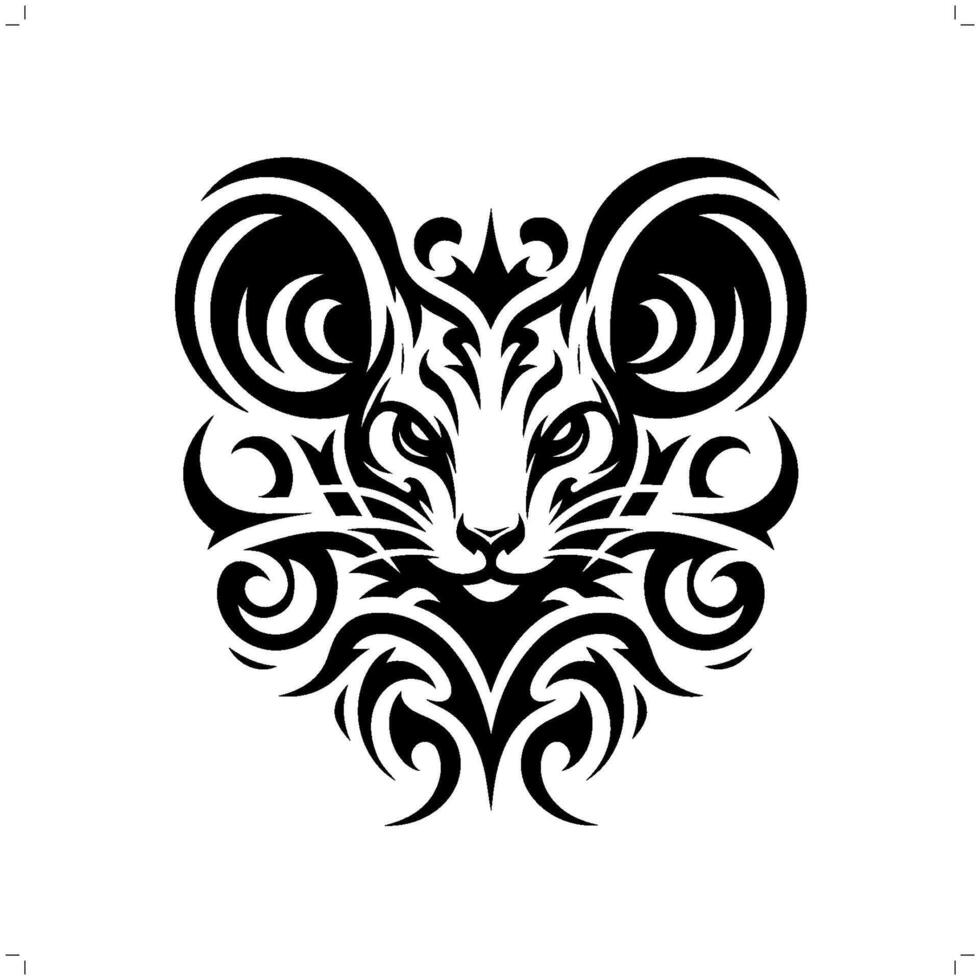 rat , mouse in modern tribal tattoo, abstract line art of animals, minimalist contour. vector