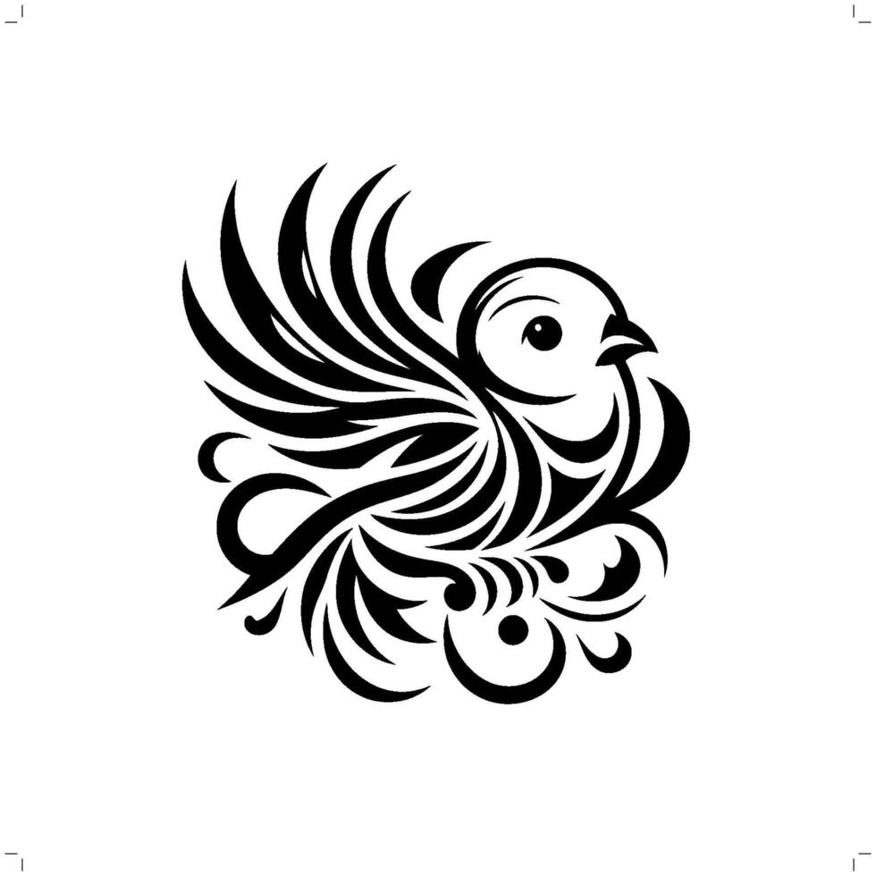 Lovebird in modern tribal tattoo, abstract line art of animals, minimalist contour. vector