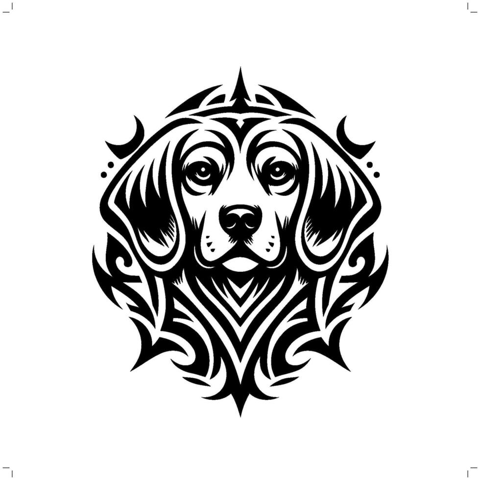 Beagle dog in modern tribal tattoo, abstract line art of animals, minimalist contour. vector