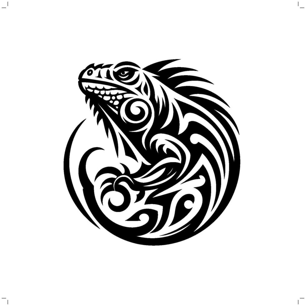 iguana en moderno tribal tatuaje, resumen línea Arte de animales, minimalista contorno. vector