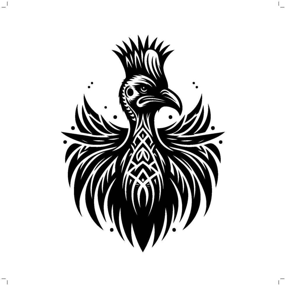 Cassowary in modern tribal tattoo, abstract line art of animals, minimalist contour. vector