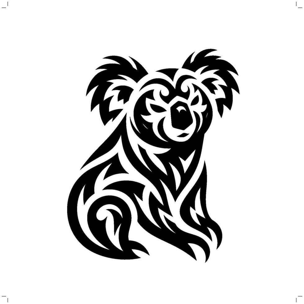 koala in modern tribal tattoo, abstract line art of animals, minimalist contour. vector