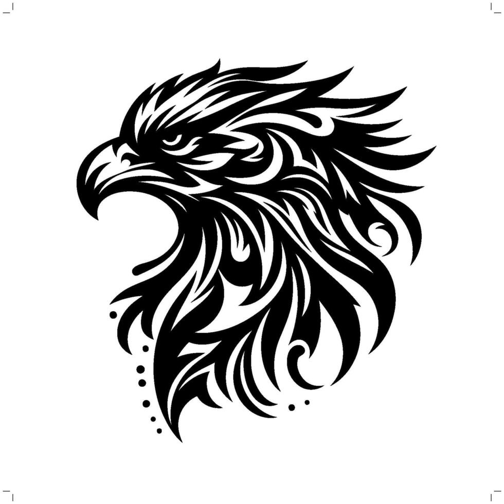 eagle, hawk in modern tribal tattoo, abstract line art of animals, minimalist contour. vector