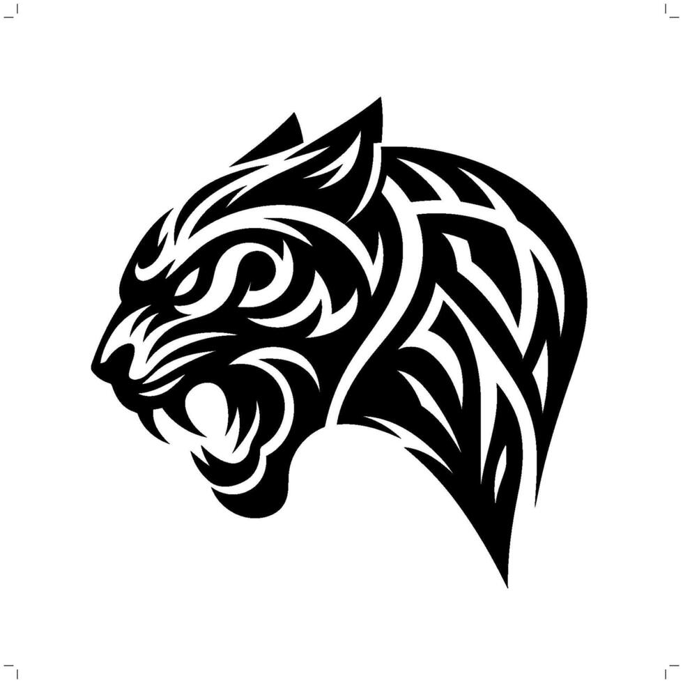 jaguar, leopard, panther in modern tribal tattoo, abstract line art of animals, minimalist contour. vector