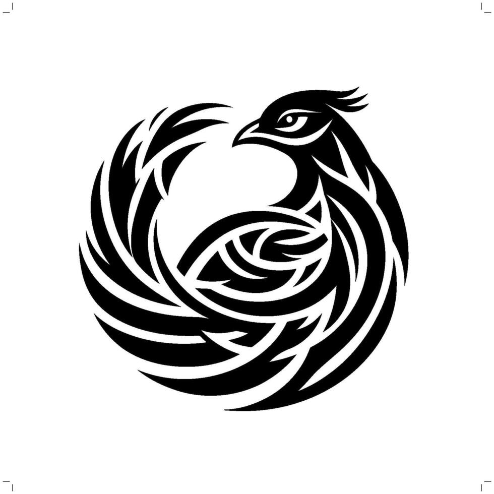 Faisán, pollo en moderno tribal tatuaje, resumen línea Arte de animales, minimalista contorno. vector