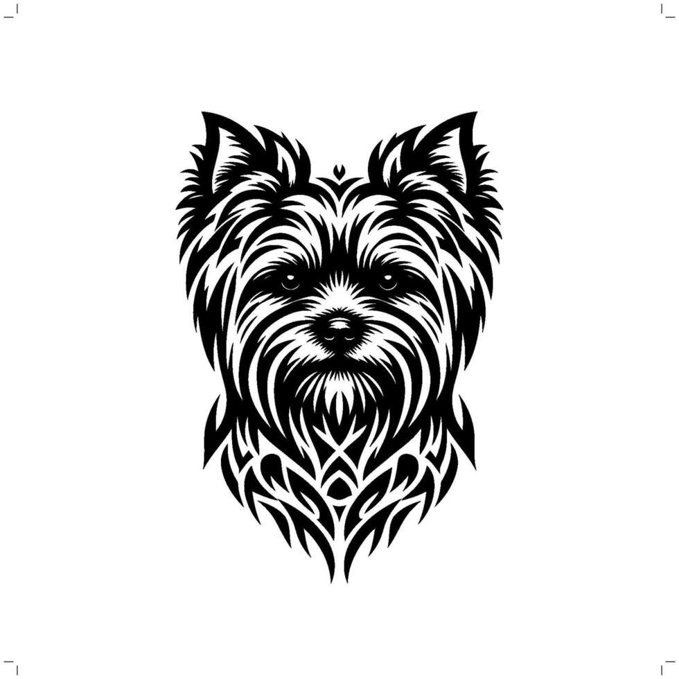 Yorkshire Terrier dog in modern tribal tattoo, abstract line art of animals, minimalist contour. vector