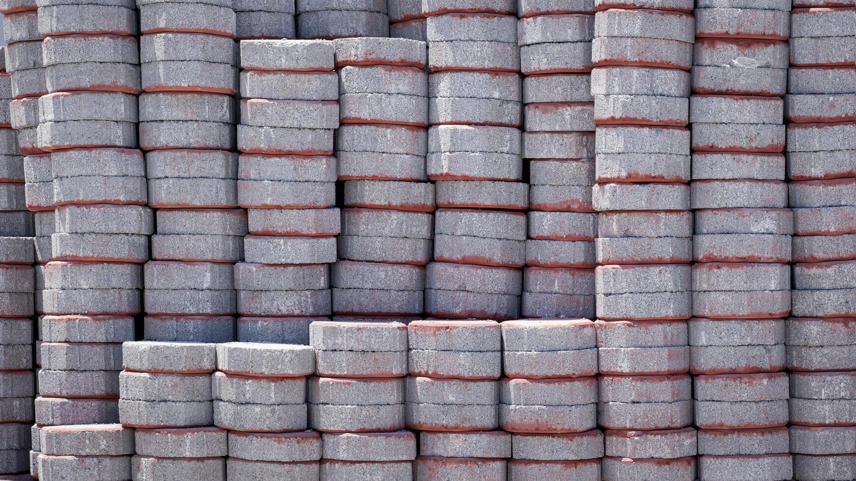 Octagonal gray pavement blocks stack background photo