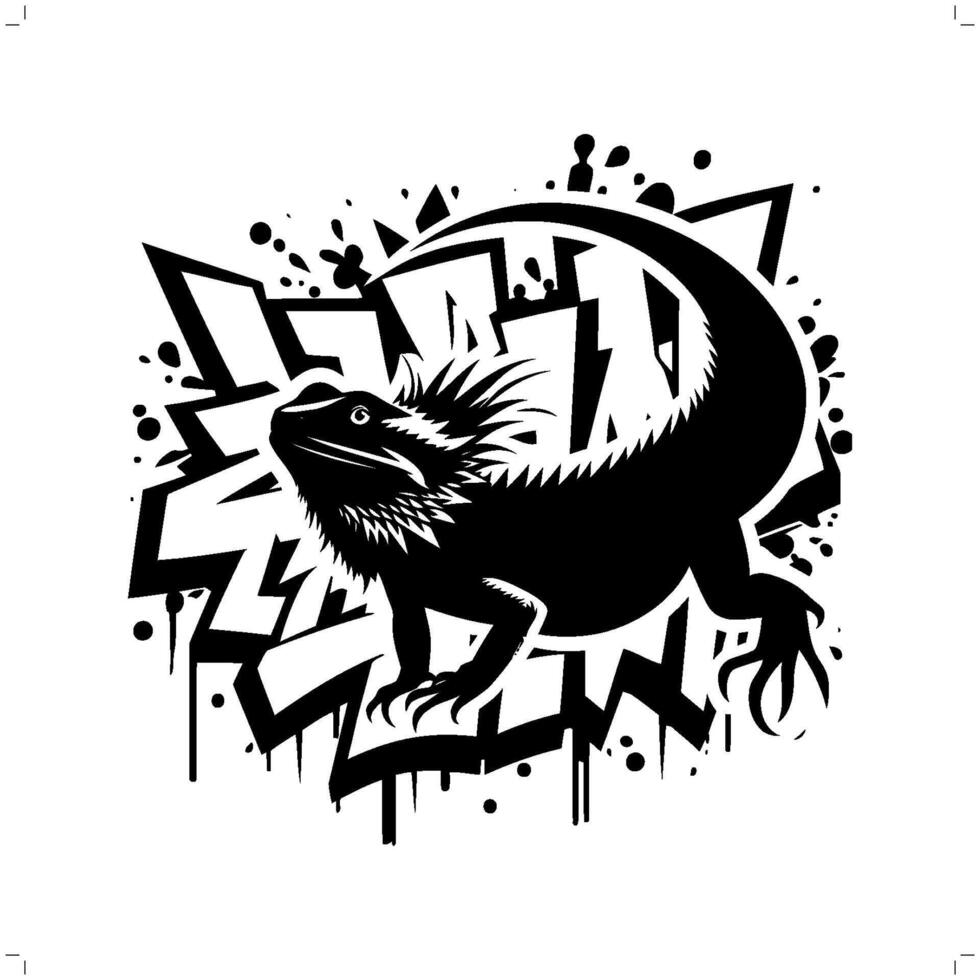 animal silhouette in graffiti tag, hip hop, street art typography illustration. vector