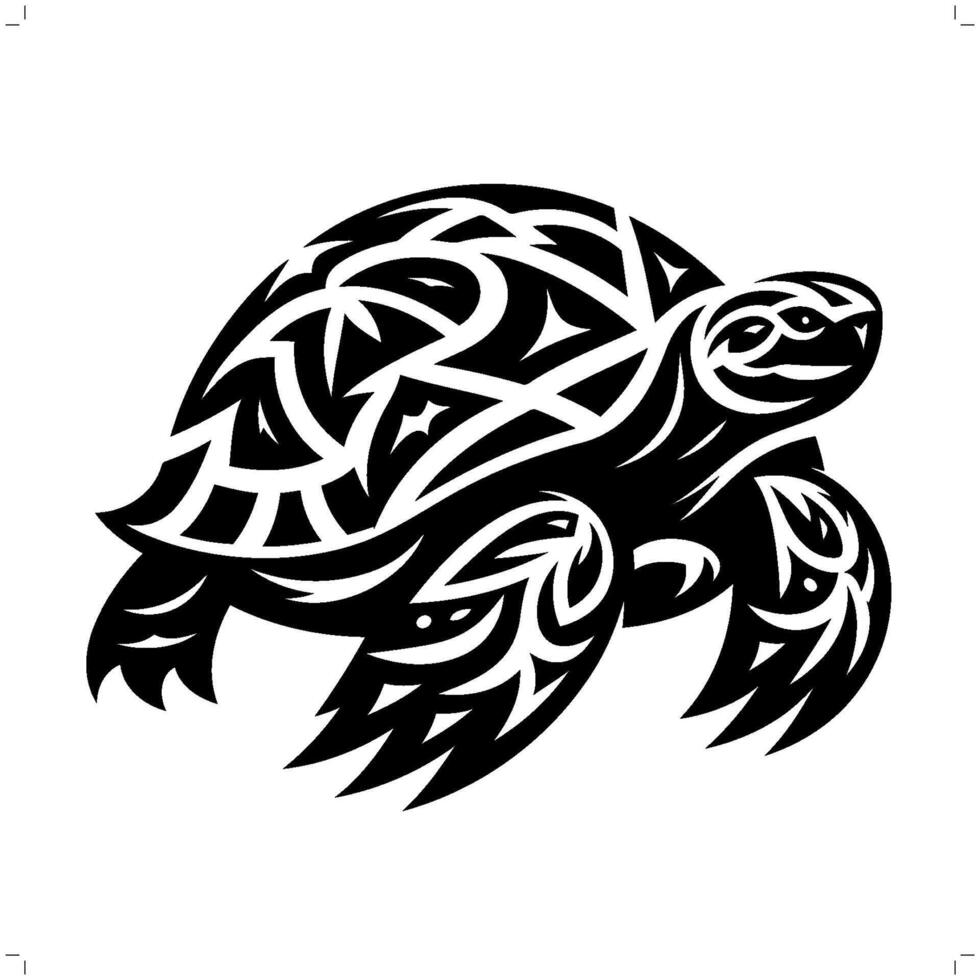 tortoise in modern tribal tattoo, abstract line art of animals, minimalist contour. vector