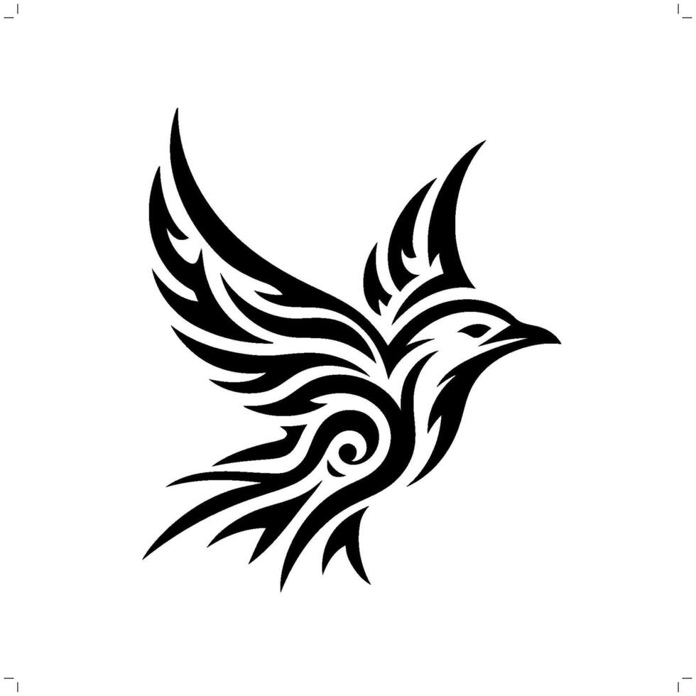 Seagull in modern tribal tattoo, abstract line art of animals, minimalist contour. vector