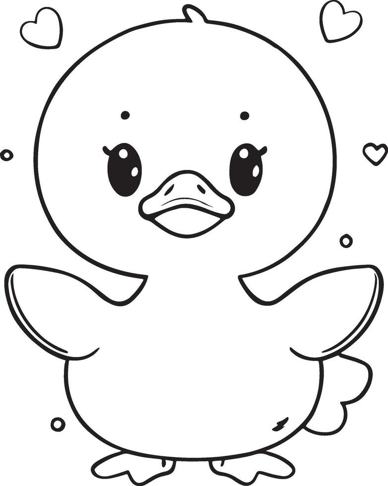 A cute cartoon duck with a heart on its head vector
