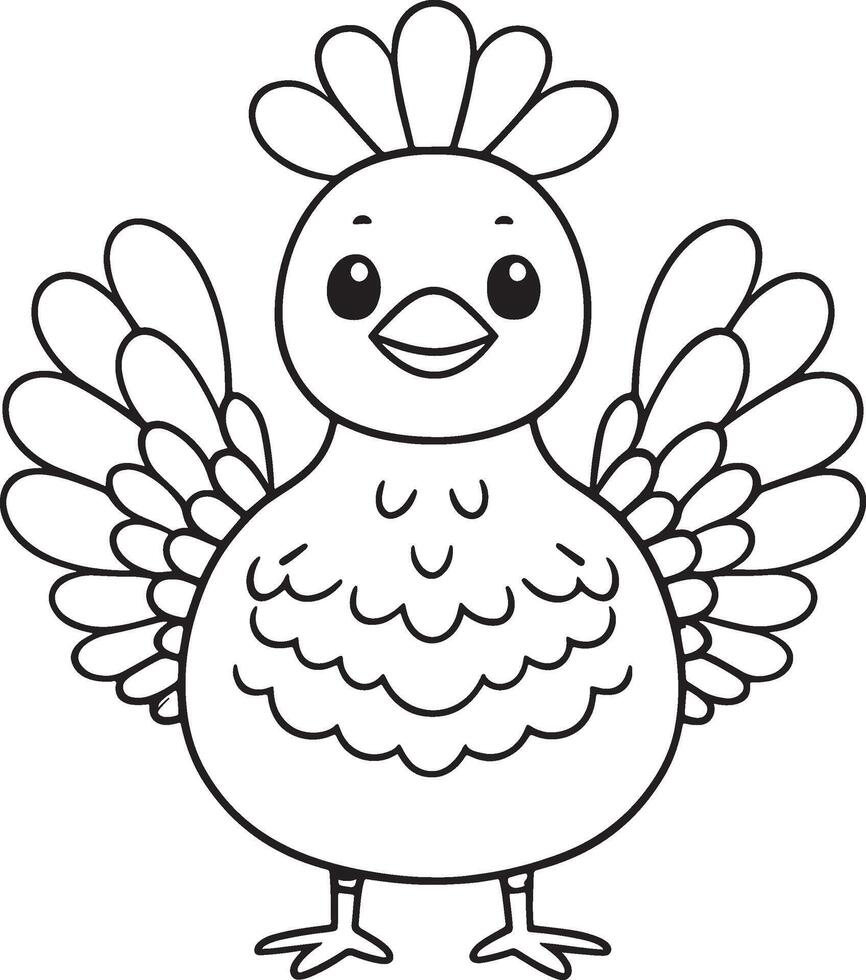 un dibujos animados pollo con sus alas untado fuera vector