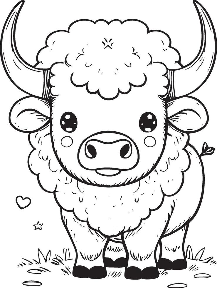 un linda dibujos animados vaca con un corazón en sus cofre vector