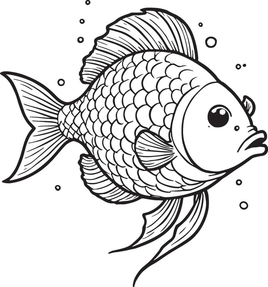A fish with a mouth open and a sad expression vector