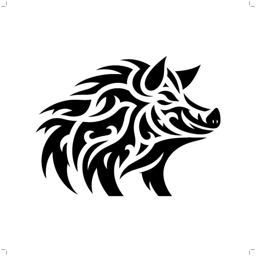 hog , boar in modern tribal tattoo, abstract line art of animals, minimalist contour. vector