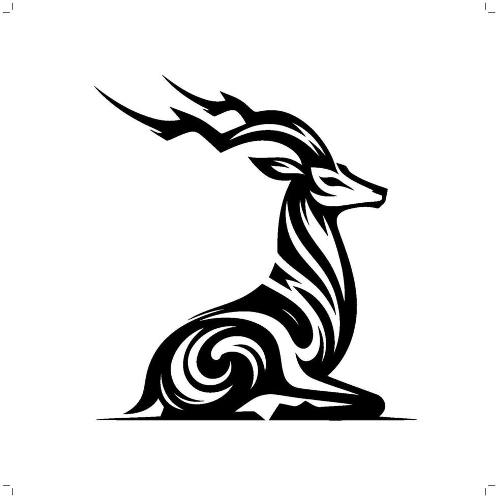 antílope en moderno tribal tatuaje, resumen línea Arte de animales, minimalista contorno. vector