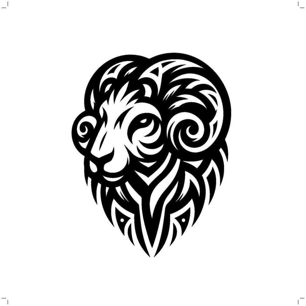 Goat , sheep in modern tribal tattoo, abstract line art of animals, minimalist contour. vector