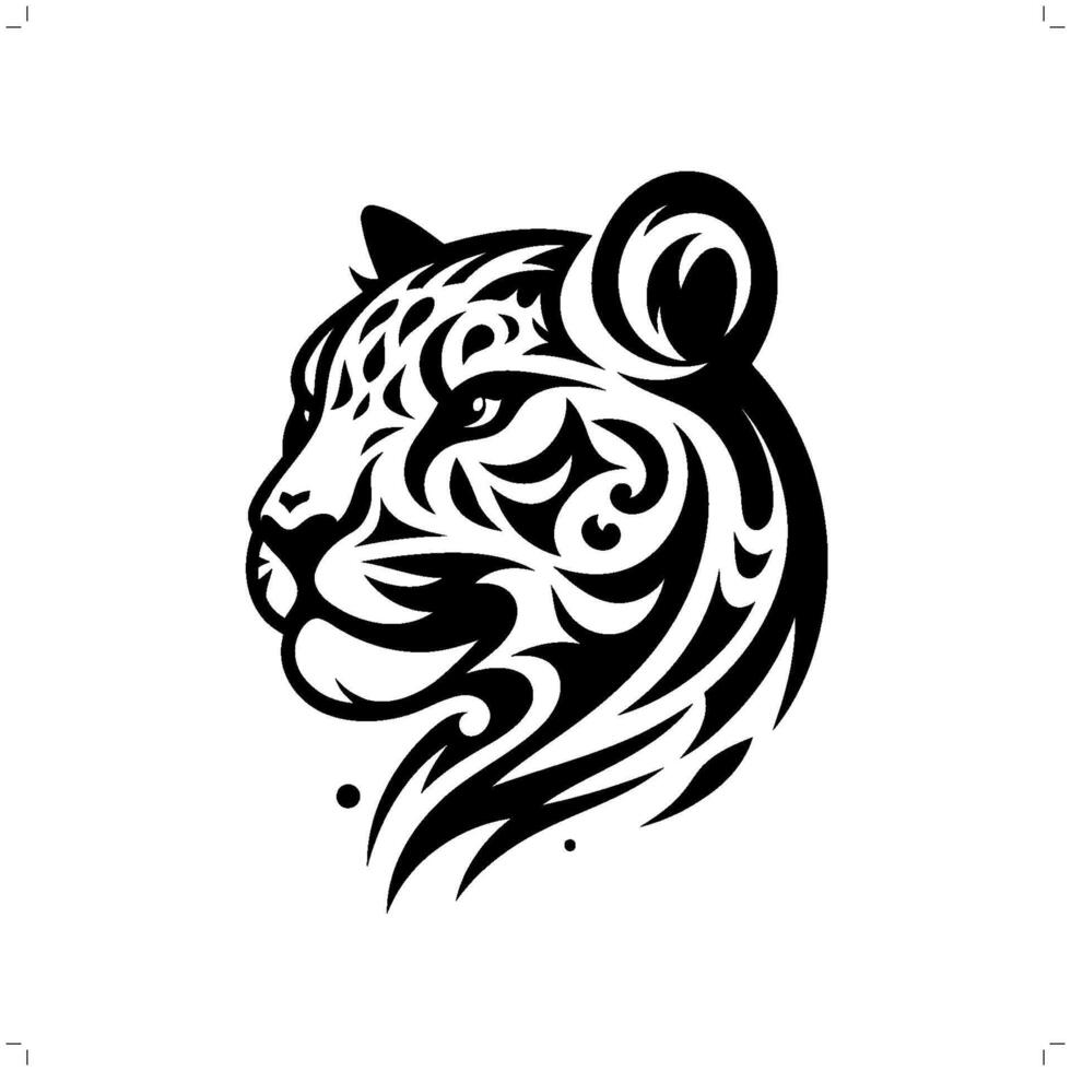 jaguar, snow leopard, panther in modern tribal tattoo, abstract line art of animals, minimalist contour. vector