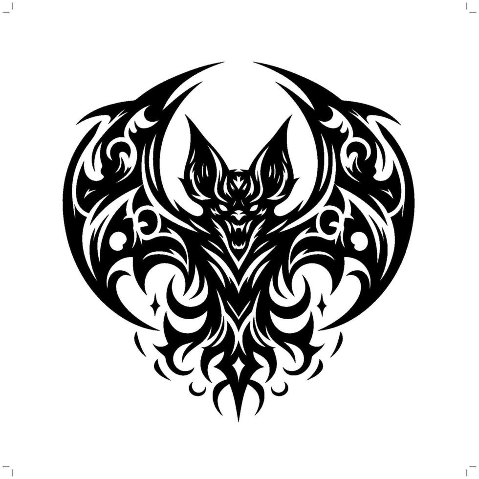 bat in modern tribal tattoo, abstract line art of animals, minimalist contour. vector