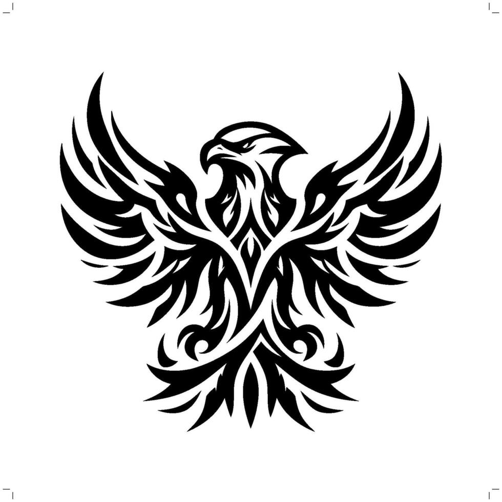 eagle , hawk in modern tribal tattoo, abstract line art of animals, minimalist contour. vector