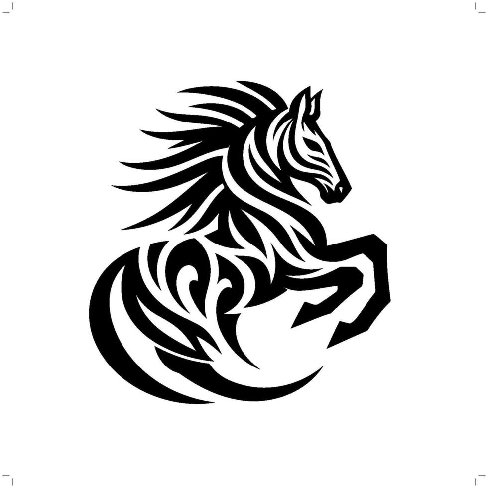 Zebra in modern tribal tattoo, abstract line art of animals, minimalist contour. vector