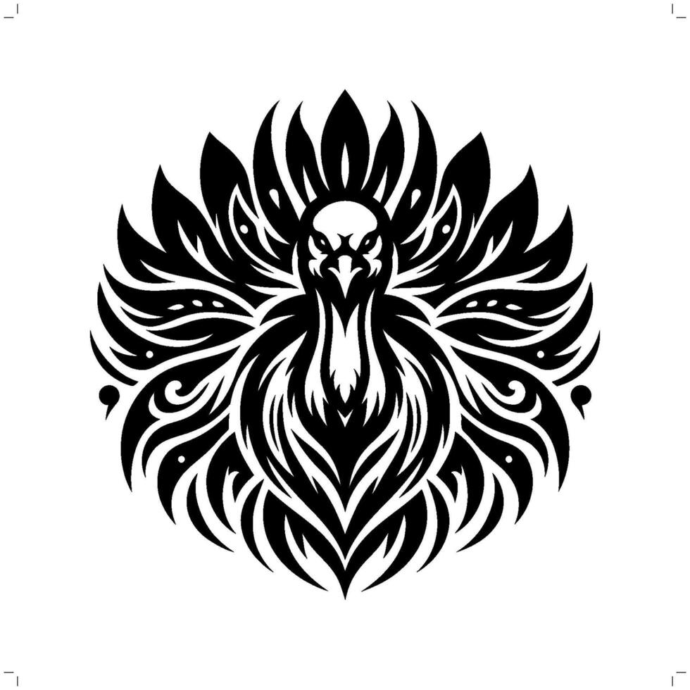 turkey, chicken in modern tribal tattoo, abstract line art of animals, minimalist contour. vector