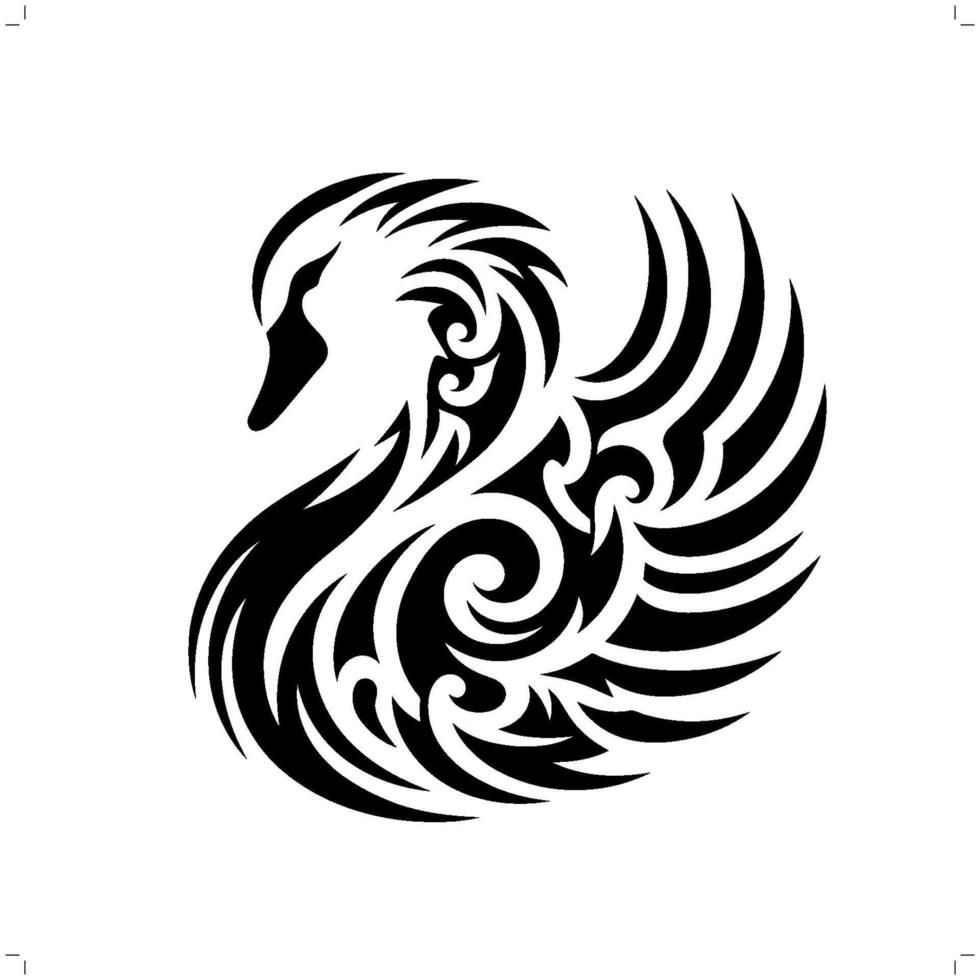 pato, ganso, cisne en moderno tribal tatuaje, resumen línea Arte de animales, minimalista contorno. vector