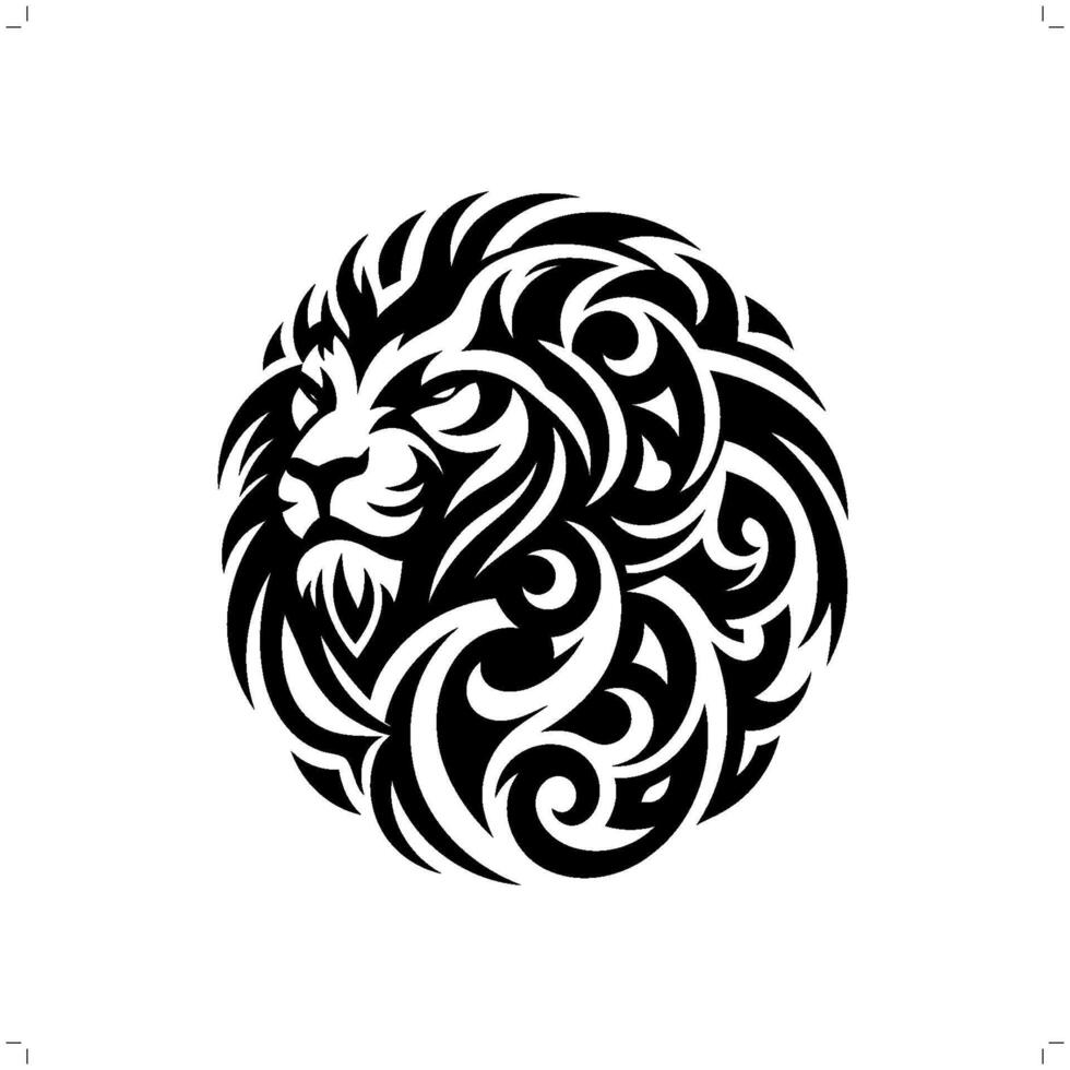 lion, leo in modern tribal tattoo, abstract line art of animals, minimalist contour. vector