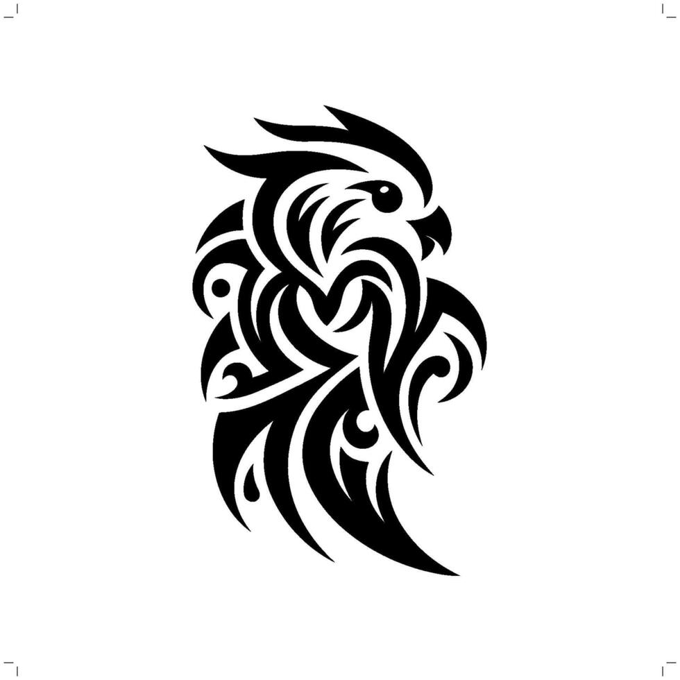 Lovebird in modern tribal tattoo, abstract line art of animals, minimalist contour. vector