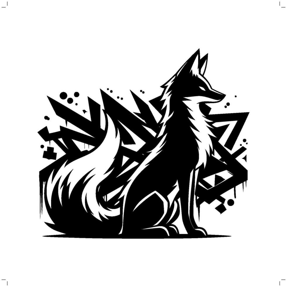 animal silhouette in graffiti tag, hip hop, street art typography illustration. vector