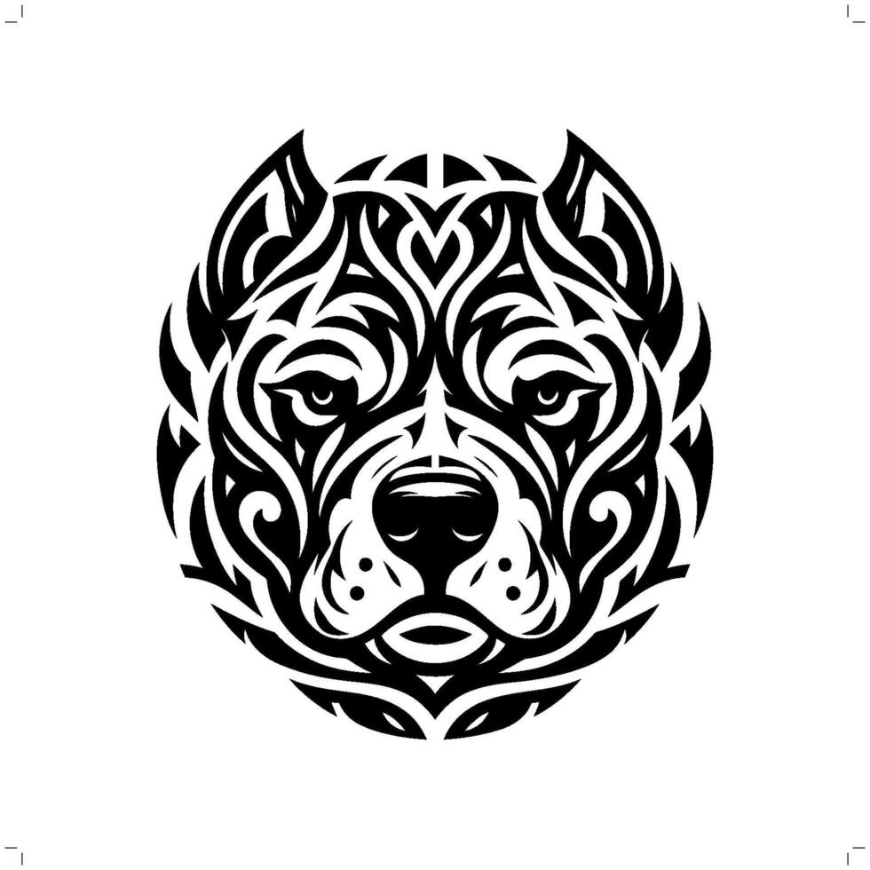 pitbull dog in modern tribal tattoo, abstract line art of animals, minimalist contour. vector
