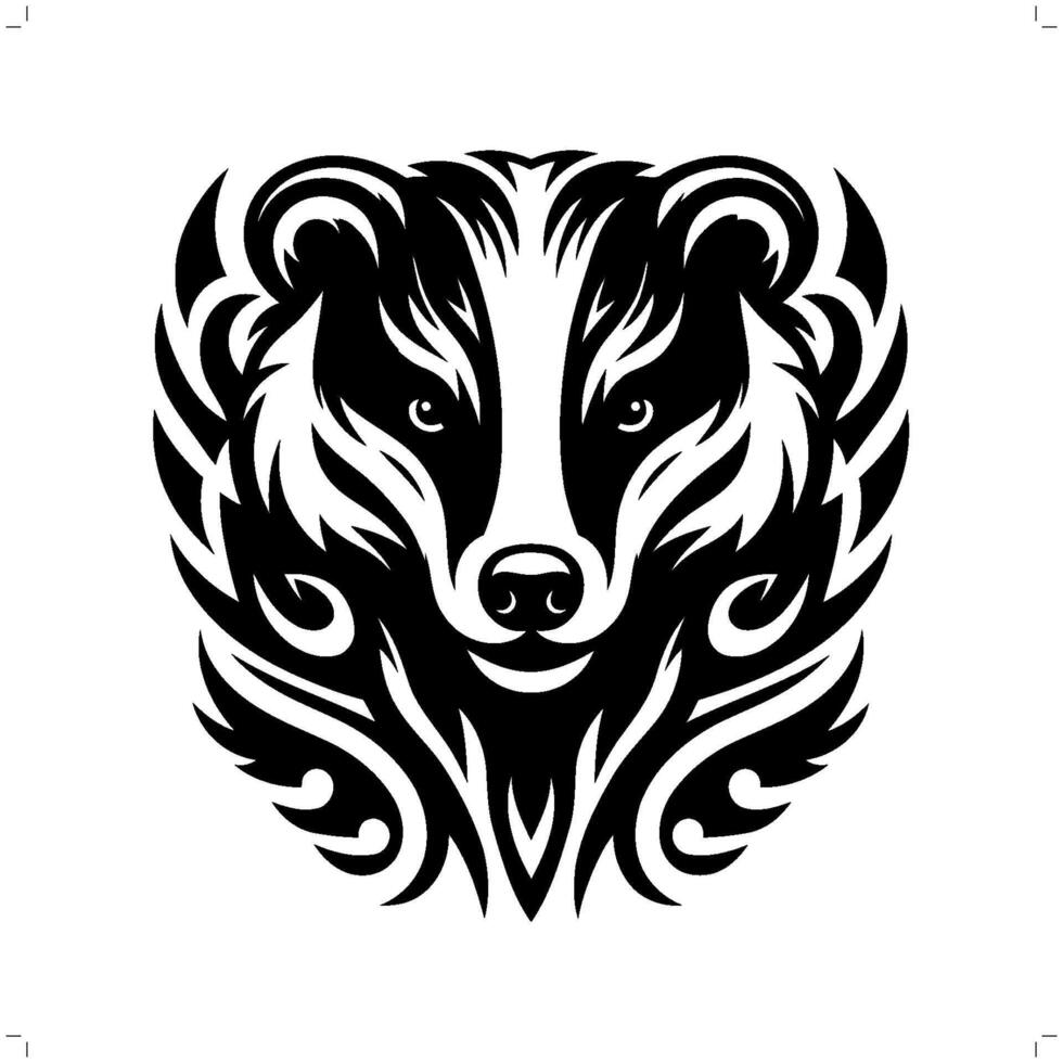 Badger in modern tribal tattoo, abstract line art of animals, minimalist contour. vector