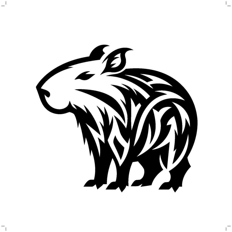 carpincho en moderno tribal tatuaje, resumen línea Arte de animales, minimalista contorno. vector