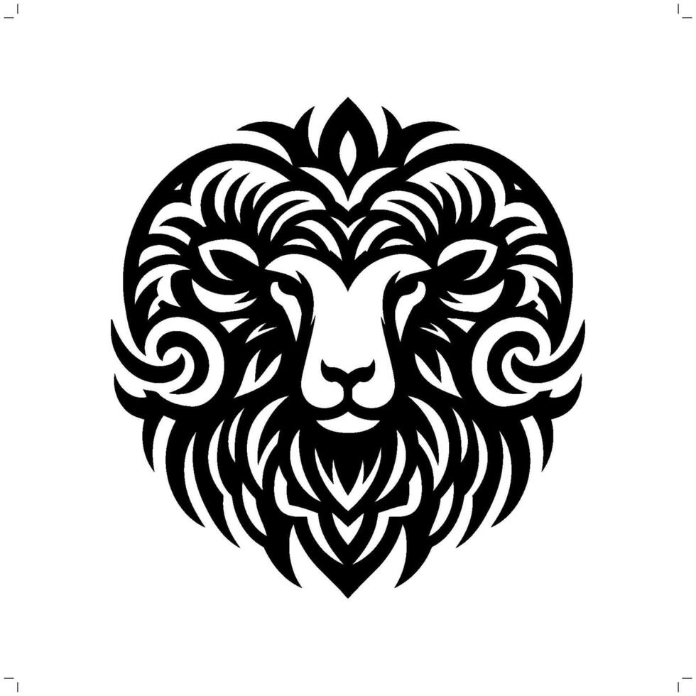 Goat , sheep in modern tribal tattoo, abstract line art of animals, minimalist contour. vector