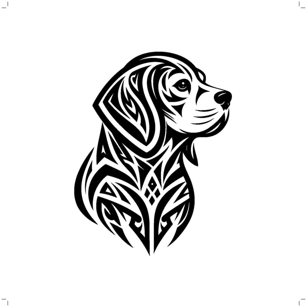 Beagle dog in modern tribal tattoo, abstract line art of animals, minimalist contour. vector