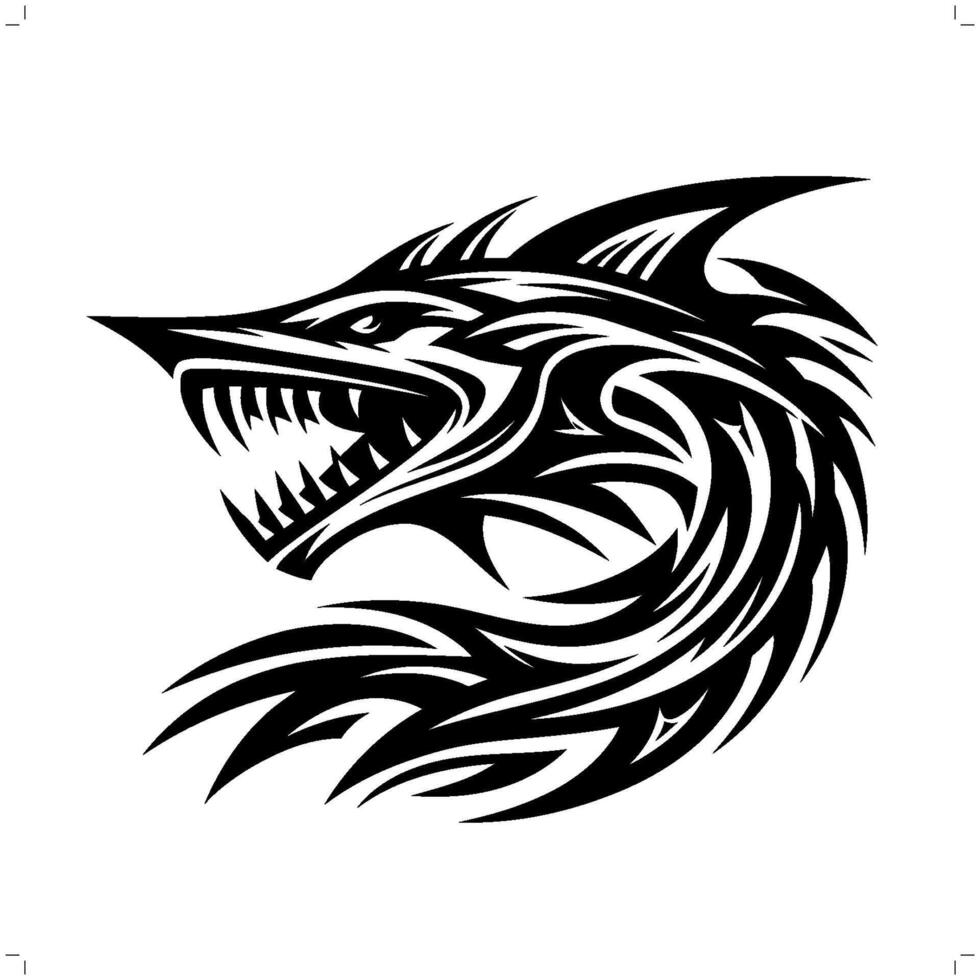 barracuda pescado en moderno tribal tatuaje, resumen línea Arte de animales, minimalista contorno. vector