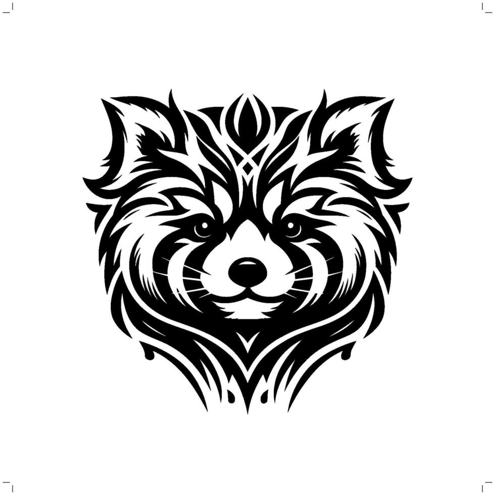 red panda in modern tribal tattoo, abstract line art of animals, minimalist contour. vector