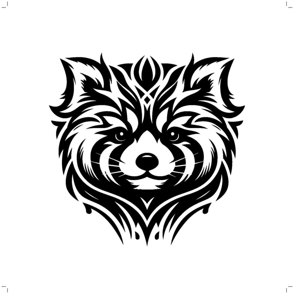 red panda in modern tribal tattoo, abstract line art of animals, minimalist contour. vector