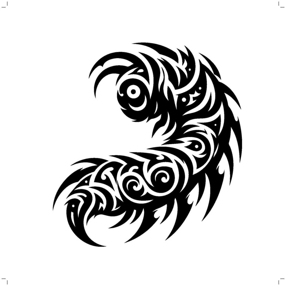 Caterpillar in modern tribal tattoo, abstract line art of animals, minimalist contour. vector