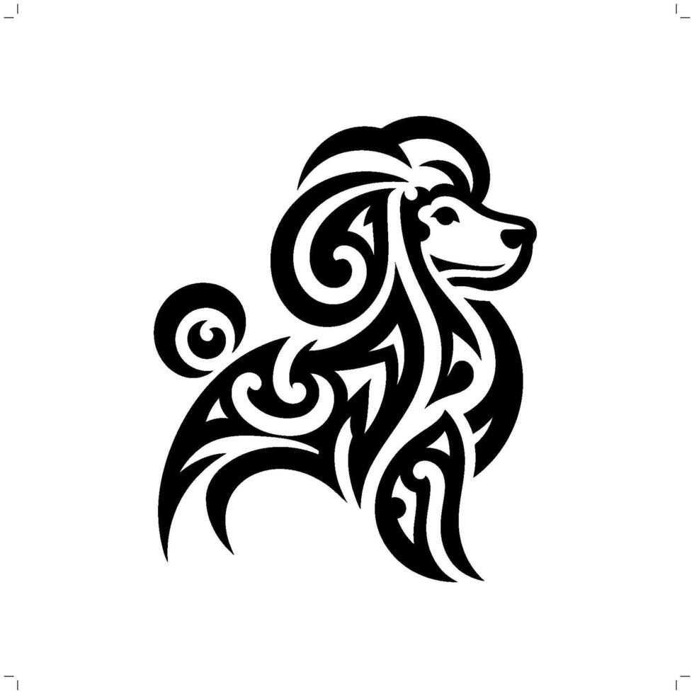 caniche perro en moderno tribal tatuaje, resumen línea Arte de animales, minimalista contorno. vector