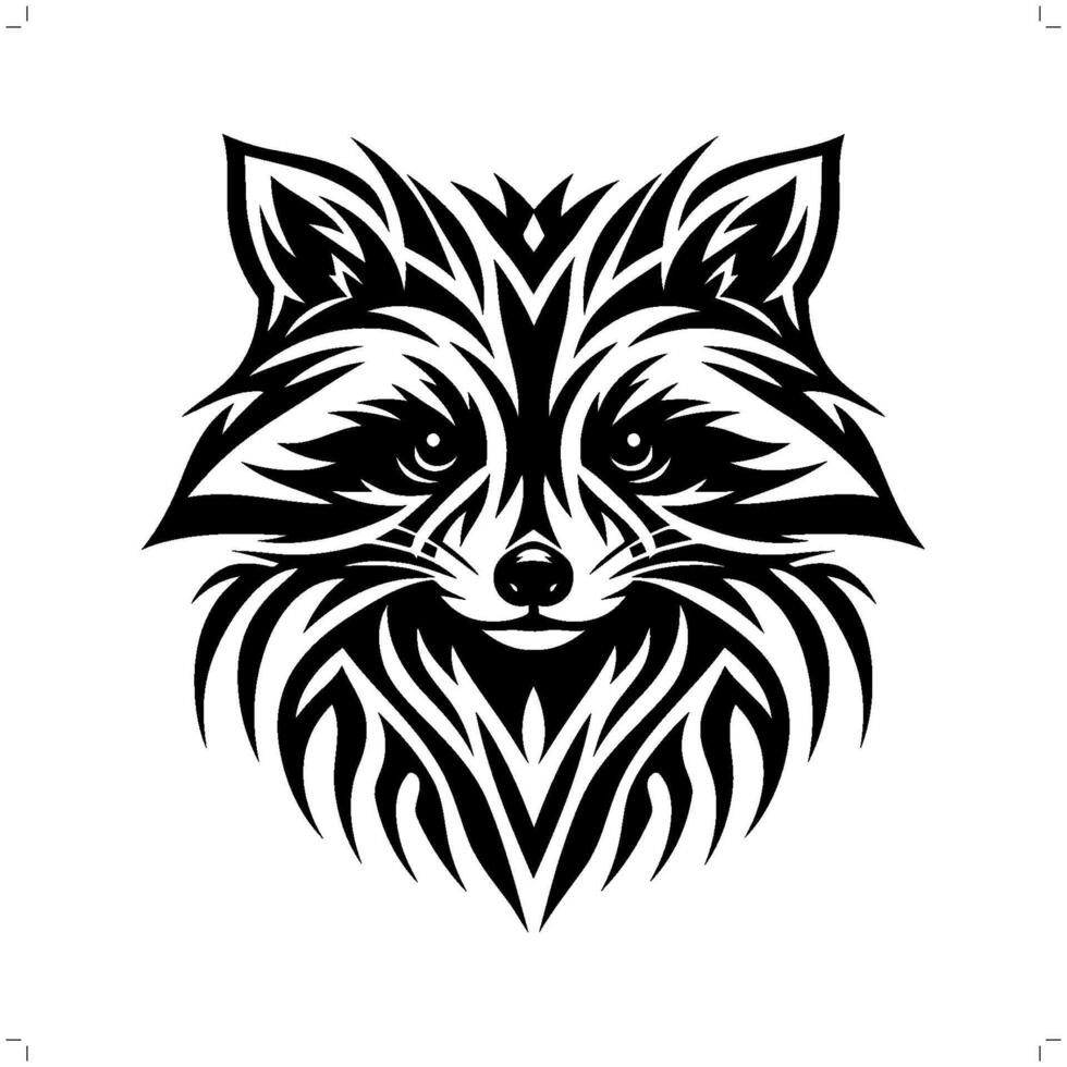 mapache en moderno tribal tatuaje, resumen línea Arte de animales, minimalista contorno. vector